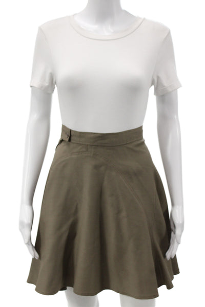Alaia Womens A-Line Skater Flare Skirt Brown Cotton Polyester Size 0