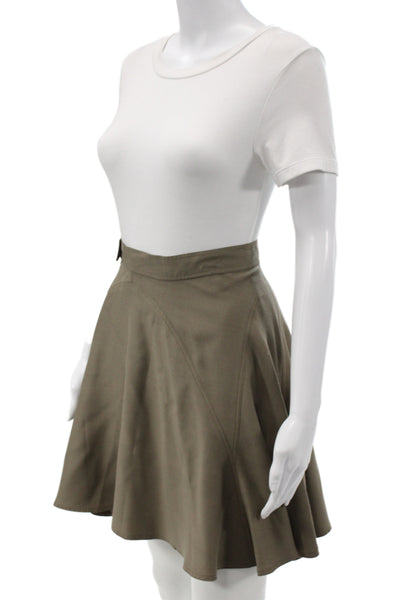 Alaia Womens A-Line Skater Flare Skirt Brown Cotton Polyester Size 0