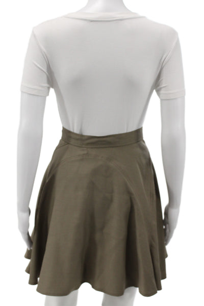 Alaia Womens A-Line Skater Flare Skirt Brown Cotton Polyester Size 0