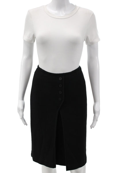 Anna Sui Womens Black Merino Wool Straight Pencil Skirt Short Size 4