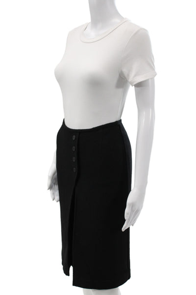 Anna Sui Womens Black Merino Wool Straight Pencil Skirt Short Size 4