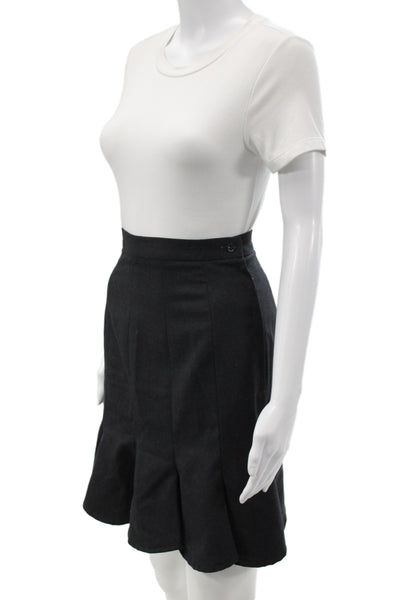 Katherine Hamnett London Womens Black A-Line Flare Short Skirt Acetate Size S