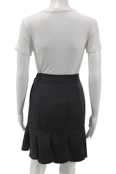 Katherine Hamnett London Womens Black A-Line Flare Short Skirt Acetate Size S