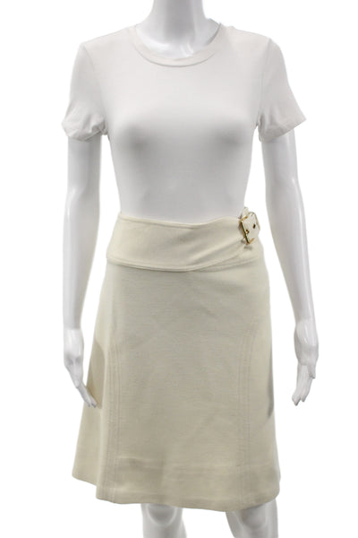 Tory Burch Women A-Line Wrap Skirt Beige Wool Acrylic Short Size S