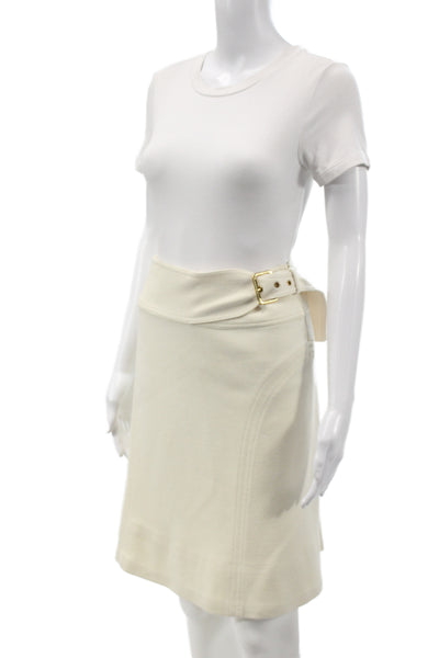 Tory Burch Women A-Line Wrap Skirt Beige Wool Acrylic Short Size S