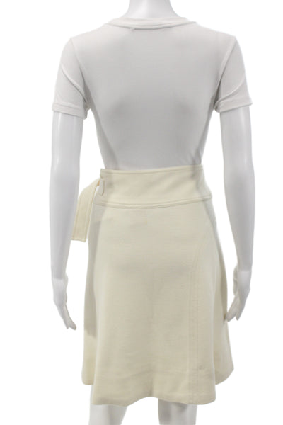 Tory Burch Women A-Line Wrap Skirt Beige Wool Acrylic Short Size S