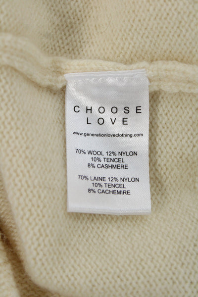 Generation Love Womens Cashmere Wool V Neck Button Long Sleeve Cardigan Size S