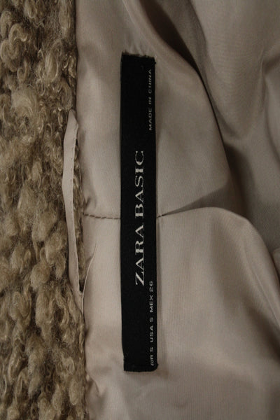 Zara Basic Women Classic Brown Collared Long Sleeve Polyester Jacket Size S