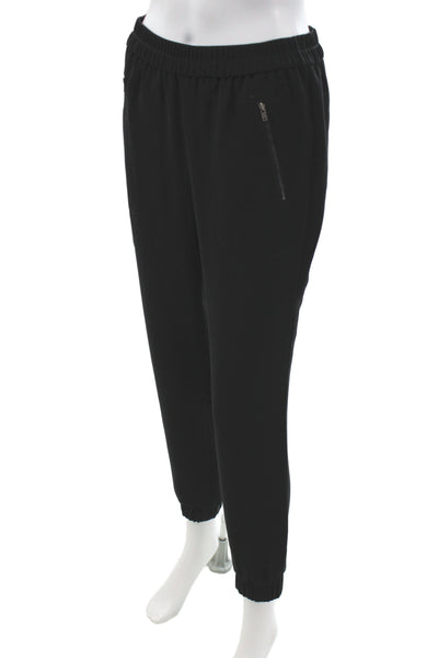 J Crew Unisex Jogger Pants Black Zip 100% Polyester Inseam 26 Size 0