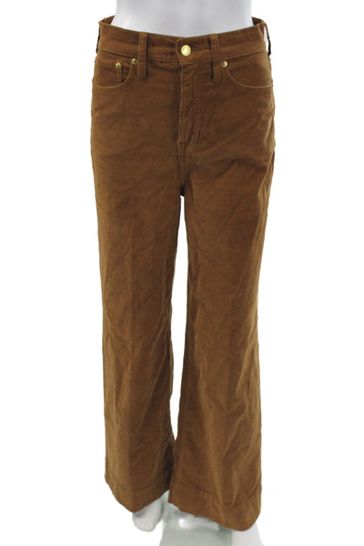 J Crew Womens 70s Brown Pants Cotton Blend Button 31in Inseam Size 25