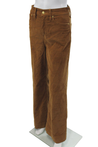 J Crew Womens 70s Brown Pants Cotton Blend Button 31in Inseam Size 25
