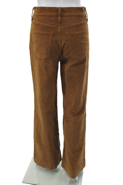 J Crew Womens 70s Brown Pants Cotton Blend Button 31in Inseam Size 25