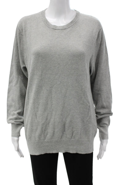 J Crew Women Gray Cotton Crew Neck Pullover Sweater Long Sleeve Size L