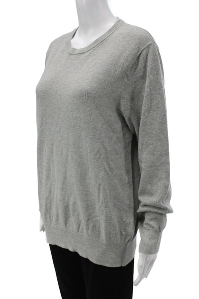 J Crew Women Gray Cotton Crew Neck Pullover Sweater Long Sleeve Size L