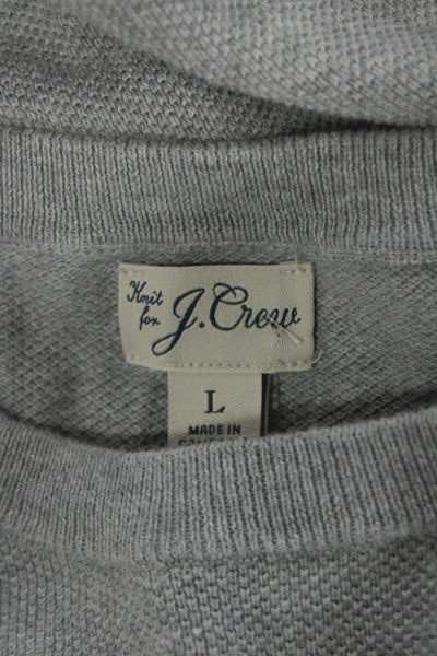 J Crew Women Gray Cotton Crew Neck Pullover Sweater Long Sleeve Size L