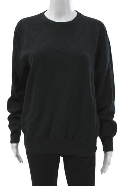 J Crew Mens Pullover Sweater Black 100% Cotton Crewneck Long Sleeve Size L