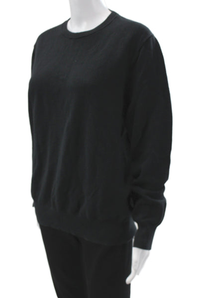J Crew Mens Pullover Sweater Black 100% Cotton Crewneck Long Sleeve Size L