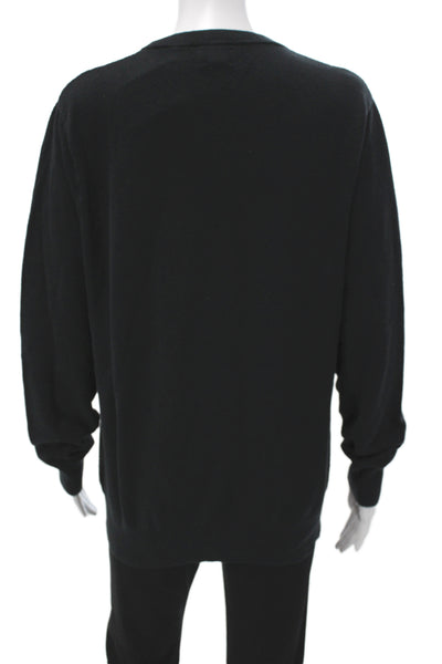 J Crew Mens Pullover Sweater Black 100% Cotton Crewneck Long Sleeve Size L