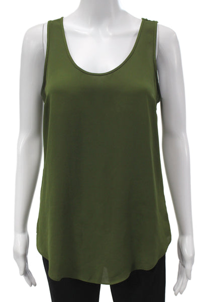 J Crew Women Green Basic Tank Petite Sleeveless Round Neck Polyester Size 2