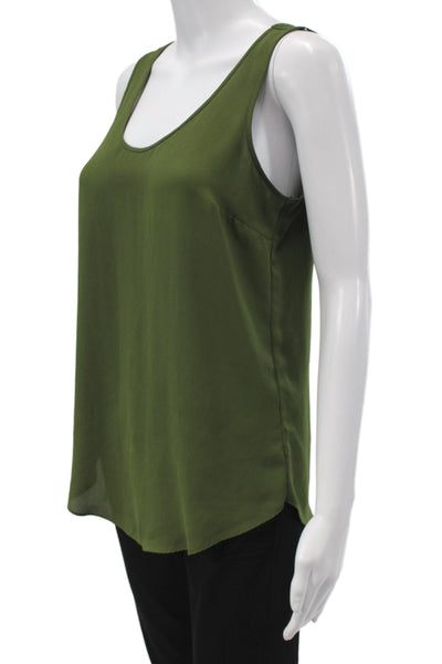 J Crew Women Green Basic Tank Petite Sleeveless Round Neck Polyester Size 2