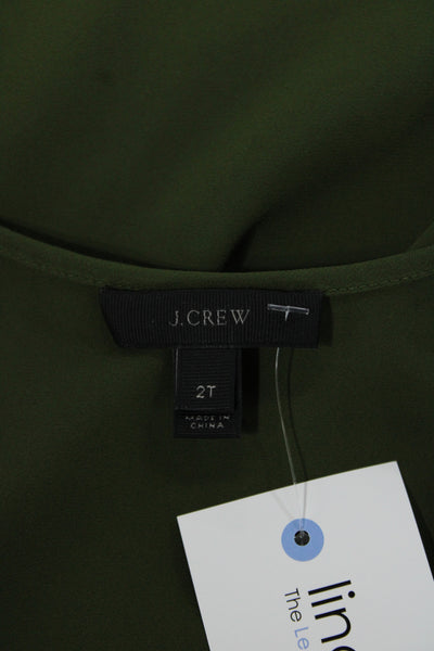 J Crew Women Green Basic Tank Petite Sleeveless Round Neck Polyester Size 2