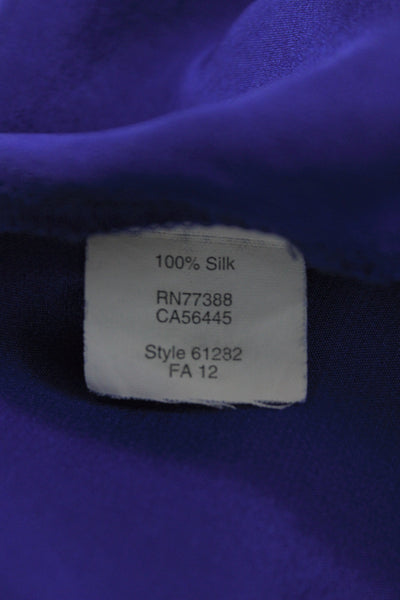 J Crew Women Purple Silk Collared Button Up Blouse Long Sleeve Size 2 Petite