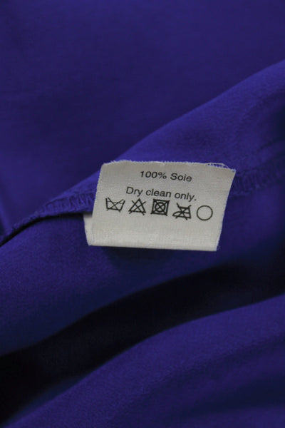J Crew Women Purple Silk Collared Button Up Blouse Long Sleeve Size 2 Petite