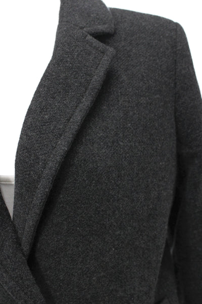 Me + Em Women Dark Gray Wool Blend Button Collared Blazer Long Sleeve Size 4