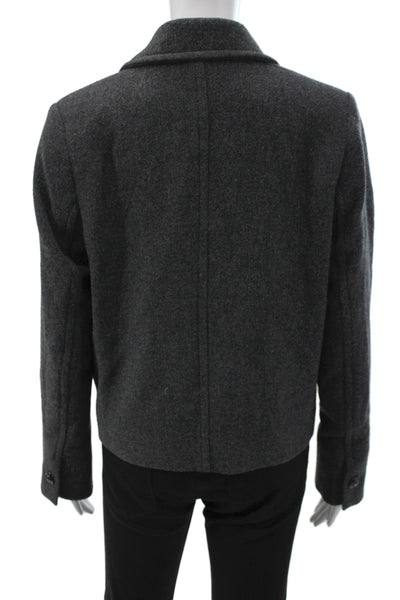 Me + Em Women Dark Gray Wool Blend Button Collared Blazer Long Sleeve Size 4