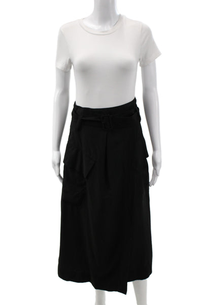 Vince Womens Cargo Wrap Midi Skirt Black Size 2