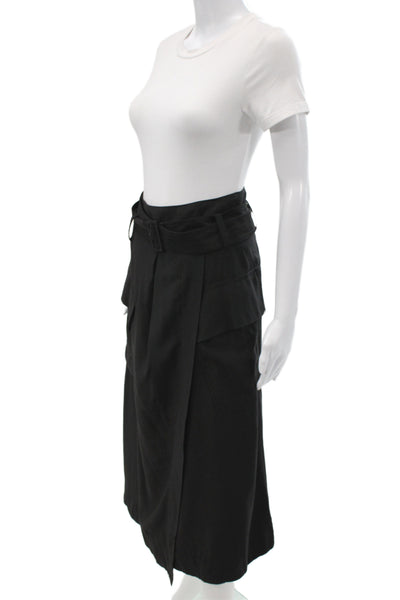 Vince Womens Cargo Wrap Midi Skirt Black Size 2