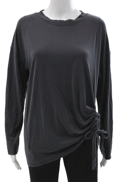 Lululemon Women Black Long Sleeve Crew Neck Tie Detail T-Shirt Size 10