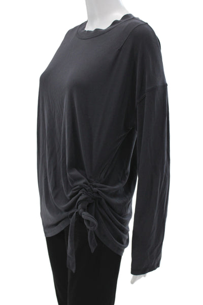 Lululemon Women Black Long Sleeve Crew Neck Tie Detail T-Shirt Size 10