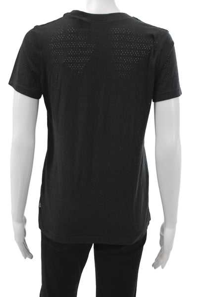 Lululemon Womens Basic Black Crew Neck Short Sleeve T-Shirt Size 10