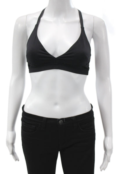 Lululemon Womens Stretch Knit Spaghetti Strap V Neck Sports Bra Black Size 4