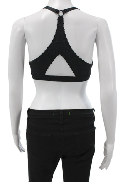 Lululemon Womens Stretch Knit Spaghetti Strap V Neck Sports Bra Black Size 4