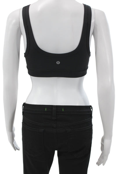 Lululemon Womens Front Zip Mesh Trim Scoop Neck Sports Bra Black Size 6