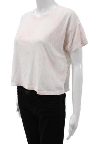 Lululemon Womens Cropped T Shirt White Crew Neck Cotton Short Sleeve Size 6