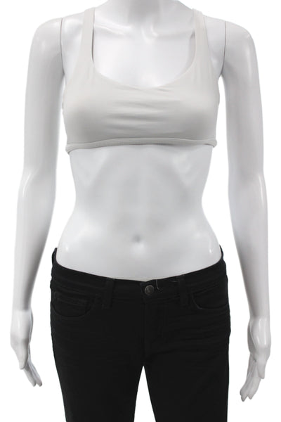 Lululemon Womens Strappy Back Scoop Neck Sports Bra White Size 6