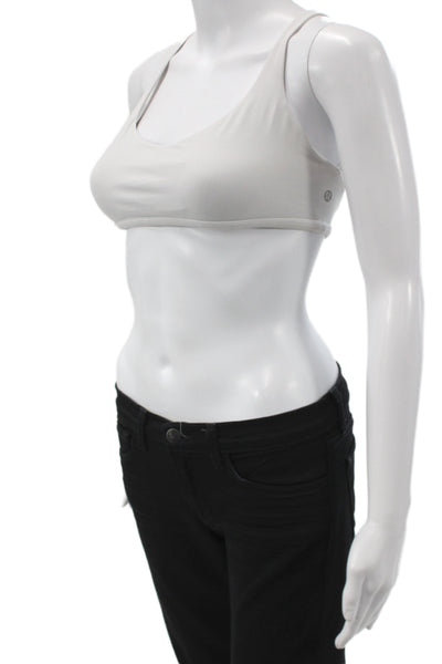 Lululemon Womens Strappy Back Scoop Neck Sports Bra White Size 6