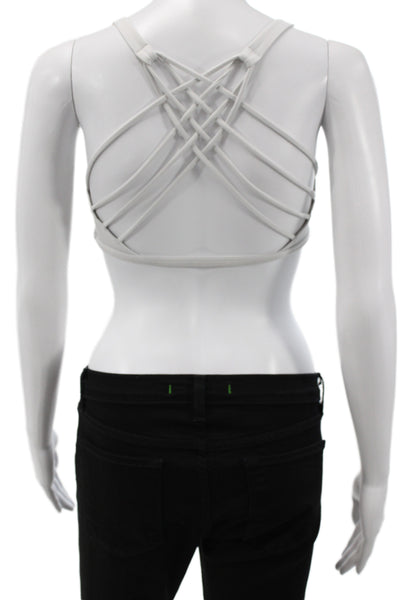 Lululemon Womens Strappy Back Scoop Neck Sports Bra White Size 6