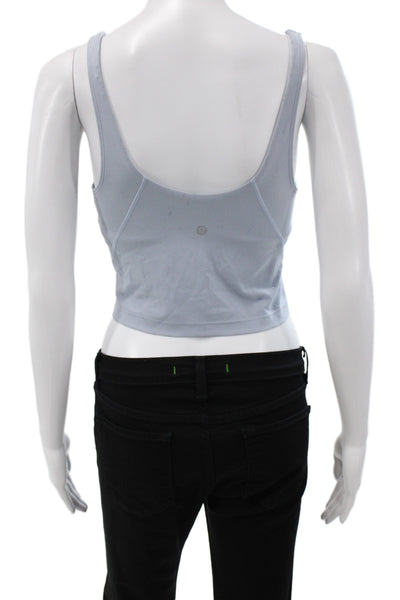Lululemon Womens Cropped Basic Tank V Neck Sleeveless Cotton Light Blue Size 8