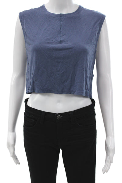 Lululemon Womens Cropped Tank Dark Blue Crew Neck Sleeveless Size 4