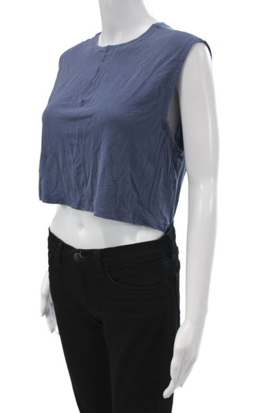 Lululemon Womens Cropped Tank Dark Blue Crew Neck Sleeveless Size 4