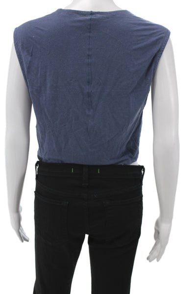 Lululemon Womens Cropped Tank Dark Blue Crew Neck Sleeveless Size 4