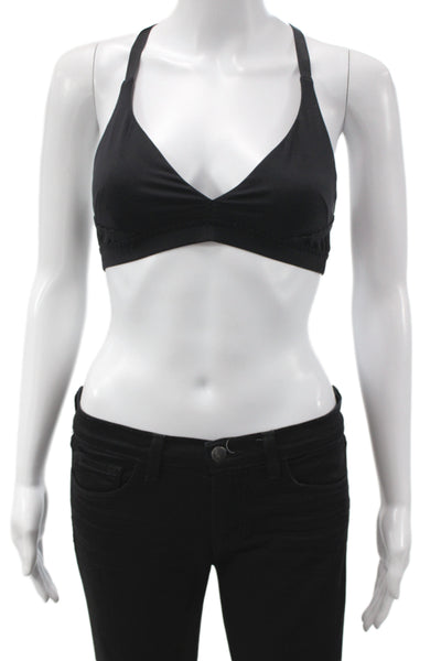 Lululemon Womens Spaghetti Strap Stretch Knit V Neck Sports Bra Black Size 4