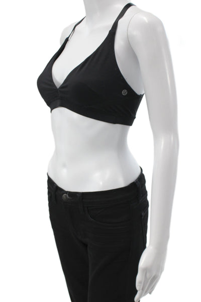 Lululemon Womens Spaghetti Strap Stretch Knit V Neck Sports Bra Black Size 4