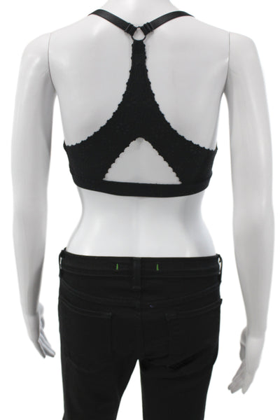 Lululemon Womens Spaghetti Strap Stretch Knit V Neck Sports Bra Black Size 4