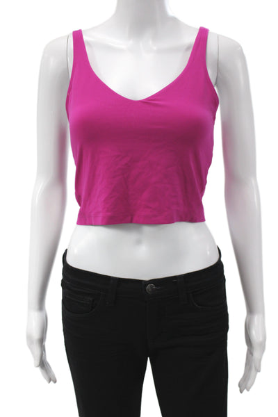 Lululemon Womens Pink Cropped Tank Cotton V-Neck Sleeveless Size 8