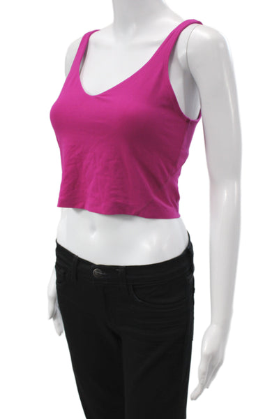 Lululemon Womens Pink Cropped Tank Cotton V-Neck Sleeveless Size 8
